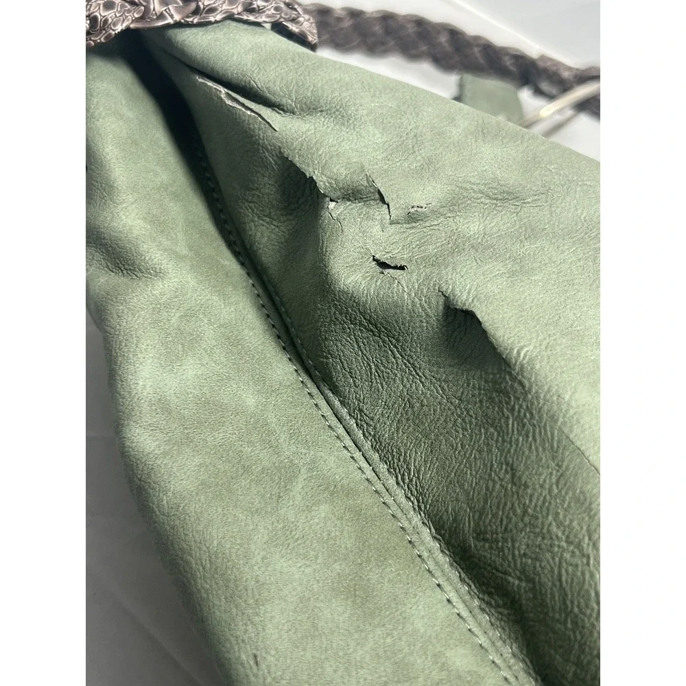 NWT Bueno Collection Sage Green Faux Suede Hobo Shoulder Bag with Tassels